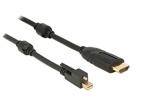 DELOCK Kabel mini Displayport 1.2 Stecker mit Schraube > HDMI Stecker 4K Aktiv schwarz 1 m