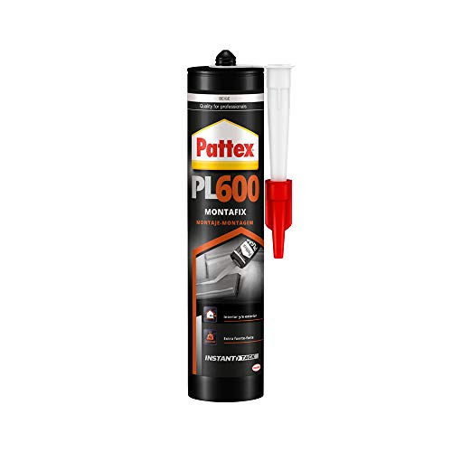 Pattex PL600, adhesivo resistente al agua y a temperaturas extremas, adhesivo de montaje para interiores y exteriores, pegamento extrafuerte, 1 cartucho x 460 g