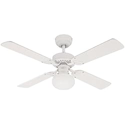 Westinghouse Vegas Ventilador de Techo E27, Acabado Aspas Reversibles, Blanco/Pino