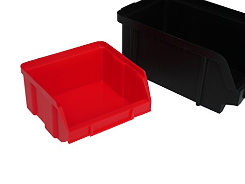 Werkstatt Wandregal Stapelboxen Set 32-tlg. | Hängeregal Sortimentskasten Steckregal Kleinteilemagazin Sichtlagerkästen Lagerregal Sortierkasten Werkstattregal Stapelkisten Schraubenregal Schüttenregal - 3