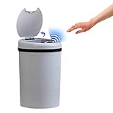 Poubelle de cuisine, 12L électrique entièrement automatique Garbage Bin intelligent Induction Flip Type Poubelle avec couvercle pour le salon Chambre à coucher de cuisine et de salle de bain