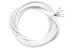 BlueXP 5M Câble en Cuivre de 4 Conducteurs Couronne de Câble Blanc Rond pour Ligne de Contrôle de Signal ou Ligne d'alimentation D'interphone de Contrôle D'accès