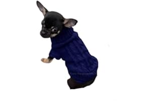 PRETTY PAMPERED PETS UK Chihuahua Clothes Puppy Dog Coat Knit Winter Warm Jumper Cosy Teacup Smaller Breeds Miniature (XXS, Navy)