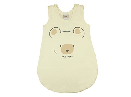 Preisvergleich Produktbild Baby- Jungen- od. Mädchen- SOMMER-SCHLAFSACK ÄRMELLOS aus Baumwolle, UNGEFÜTTERT, Bärchen Motiv, GRÖSSE 56-62, 68-74, 80-86, mit Druck-Knöpfen und Bein-Freiheit, super WEICH Farbe Gelb, Größe 56 / 62