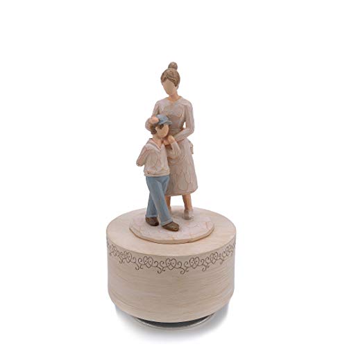 NON ROCK Caja de música con diseño de ángel, Pareja, Madre e Hija, Madre e Hijo, Tallado en Madera