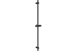 Edelstahl Duschstange 90cm, DETBOM Brausestange mit Duschkopfhalterung 360°Drehbar und Verstellbar, Duschstange mit Variable Wandbefestigungen für Variabel, Anpassung an Bestehende Bohrlöcher, Schwarz