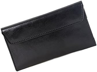 DcSpring Women's Long Genuine Leather Slim Wallet Envelope Style With Removable Credit Card Holder Insert (Black)