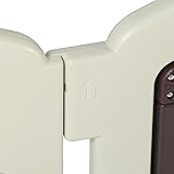 BABY VIVO Laufgitter Laufstall Baby Absperrgitter Krabbelgitter Schutzgitter für Kinder aus Kunststoff mit Tür und Spielzeug – Brown - 9