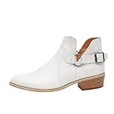 winter stiefeletten damen deichmann  Stiefeletten Damen Chelsea Boots Ankle Leder Blockabsatz Kurzschaft Stiefel 5Cm Absatz Schuhe Winter Elegant Schwarz Weiß Gr.35-43 WH43