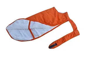 Best Dogista Winter Dog Coat Jacket with Heavy Fur Ultra Warm Wind & Water Proof in Super Poly Orange 14 Inch Small