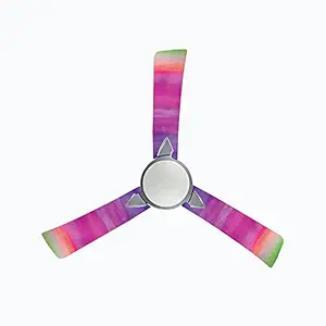 woopme Rainbow Color Ceiling Fan Blade Stickers for Living Kids Couple Bedroom Home Office Decor Vinyl Printed Fan Leaf Decal L X H 50 X 16 Cms Each ( 4 pcs)