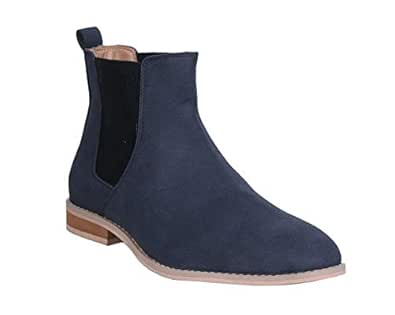 navy blue suede chelsea boots