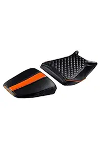 Elegant Cameo Sports Leatherite Twin Bike Seat Cover for KTM Duke 200 (Black & Orange)