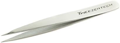 Tweezertech Pointed Tip Tweezer Professional Salon Grade Quality With Protective Tube (Silver)