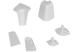 INFERRAMENTA Kit Accessori Alzatina Classica in Plastica – Completo di Angoli Interni ed Esterni e Tappi per Cucina – Vari Colori Disponibili (Bianco)