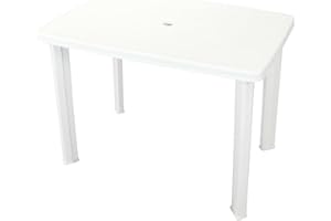 ‎VIDAXL vidaXL Gartentisch mit Schirmloch Witterungsbeständig Esstisch Campingtisch Tisch Terrassentisch Gartenmöbel Weiß 101x68x72cm Kunststoff