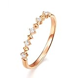 AnazoZ Echtschmuck 18k Rosegold Damen Verlobungsringe mit Diamant Steinchen Eckig Hochzeitsringe Jarestag für Frau Freundin Gr. 55 (17.5)