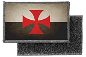 AKACHAFACTORY Patch ecusson imprime badge vintage drapeau blason templier chevalier r1