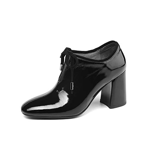 GLTER Bottines Pointues pour Femmes Bow Lace Up Talons Hauts 2019 Cuir De Printemps Chaussures Confortables Simples