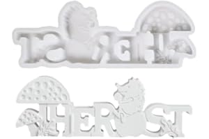 HEGAWLEO Silikonformen Gießformen Herbst, Silikonform Herbst Kürbis Igel Gipsform zum Gießen Gießformen Silikon Buchstaben Gießform Kürbis Igel Kerzenformen für DIY Gips Kerzen (A)