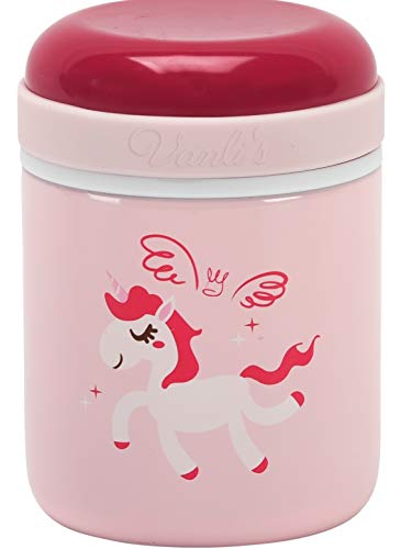 Vanli Fiambrera de Acero Inoxidable Infantil | Tartera Térmica Para Bebés, Niños y Adultos | Termo Papillero para Comida Caliente o Fría | Recipiente Hermético al Vacío sin BPA | Unicornio Rosa