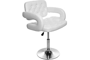 CRISNAILS Cris Nails - sillón Profesional de peluquería, 360º giratoria con Base Fijo de Metal, Asiento Suave y cómodo de Material Piel