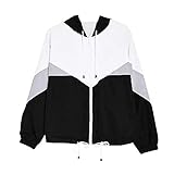 iHENGH Vorweihnachtliche Karnevalsaktion Damen Herbst Winter Jacke Warm Bequem Mantel Lässig Mode Reißverschluss Frauen Langarm dünne Haut anzüge mit Kapuze Zip nähte Lose Coat (Schwarz,L)