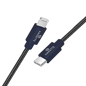 Amkette Type C to iPhone (8 Pin) PD Fast Charge & Sync Cable - 20W (Black)