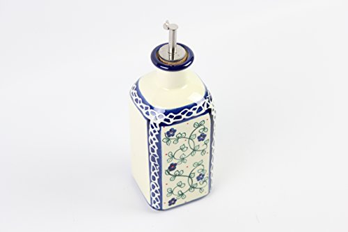 Ölflasche/Essigflasche, Keramik quadratisch groß. Handbemalt mit Edelstahl. Kapazität 3/4 L Tapon. Maßnahmen 8 cm x 8 cm Breite x 21 cm ohne Stöpsel und 26 cm mit Deckel.