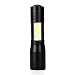 Produktbild Hirolan Zoombar Mini Taschenlampe XPE Q5 + COB LED Fackel Lampe AA / 14500 4 Modi Penlight 3500 Lumen 5W 98x21MM (Schwarz)