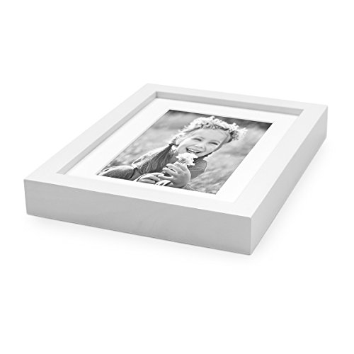 2er Bilderrahmen-Set Modern Tief Massivholz Weiss 15×20 cm mit Passepartout 10×15 cm - 4