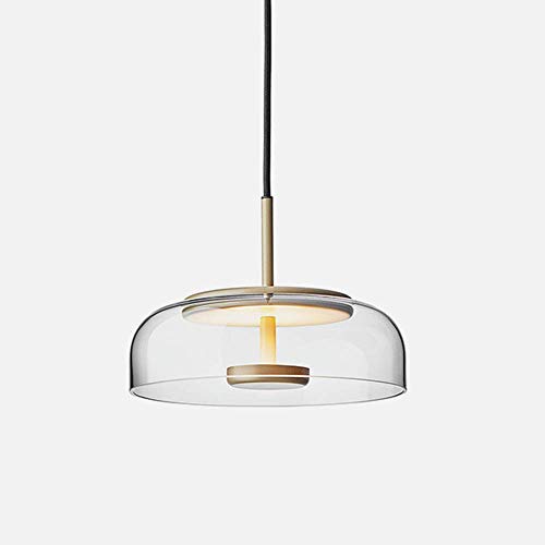 OOFAY LIGHT Lampadario Moderno in Metallo Dorato e Vetro Trasparente Paralume, LED Patch Lampada di Perle lampadario (Trasparente, Bianco Freddo).