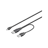 USB 2.0 estándar Goobay 0.6 m 2 x USB A/Mini USB B - Cable USB (0,6 m, Mini-USB B, 2 x USB, 2.0, Male Connector/Male Connector, Negro)