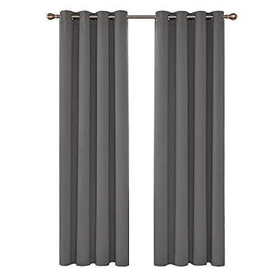 Deconovo Lot de 2 Rideaux Occultants de Fenêtre à Oeillets 135 x 240cm, Lourds Solides Isolant Thermique, Gris Clair