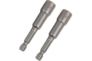 AJ Timber - 2 Pack 8mm 1/4" Quick-Change Hex Magnetic Nut Driver Drill Bit, 65mm Length
