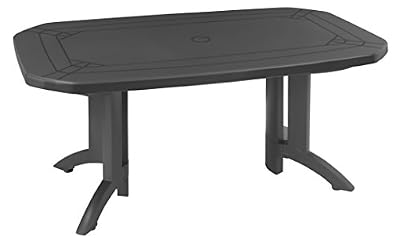 GrosFillex Table de jardin GROSFILLEX Véga rectangulaire anthracite 6 personnes