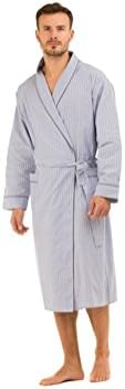Mens Nightwear Poplin 100% Cotton Dressing Gown Wrap Robe Lightweight 7396