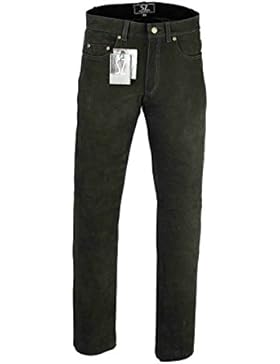 SHAMZEE Lederhose Leder Jeans Hose aus Nubuck Leder in Schwarz farbe