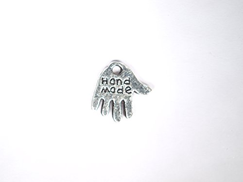 Hand made Anhänger 30 Stück im 2 er Mix Händchen & Ovale silber Charms DIY - 2