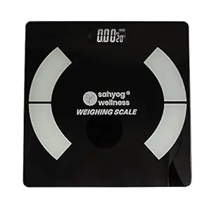 Sahyog Wellness Personal Digital Weighing Scale with Glass Body having Capacity up to 180 KG Weighing Scale with Battery (Black)