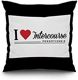I Heart Intercourse, Pennsylvania - Sentiment - White (18x18 Spun Polyester Pillow Case, Black Border)