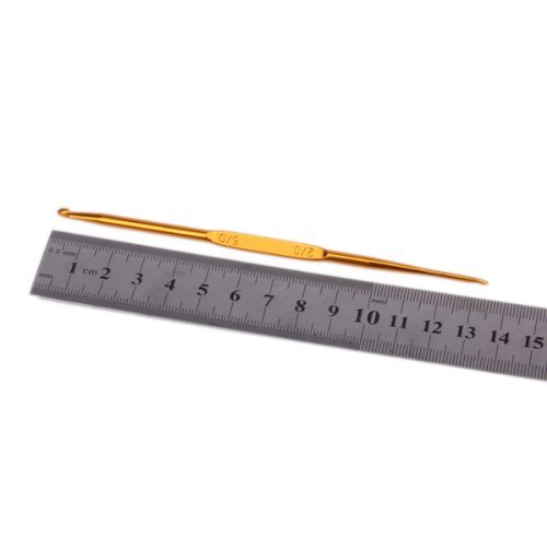 TOOGOO(R) 6 Stueck Aluminium Goldenen Doppel Enden Haekelnadel 2,0 – 7,0 mm - 5