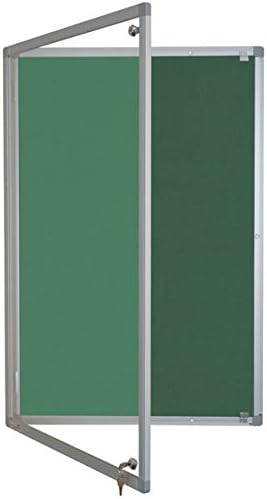 Pitts Presentation 900 x 600 mm Aluminium Frame Corded Hessian Class 1 Fire Rated Tamperproof Noticeboard - Veridean Green