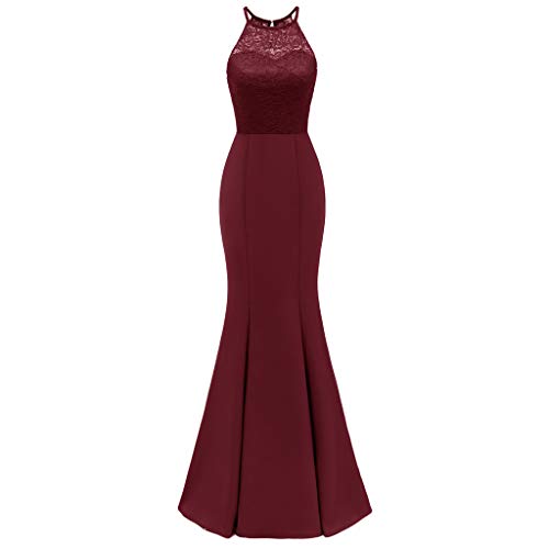 POachers Vintage Col V Dentelle Longue Robe de Soirée Femme-Femme Sexy Dentelle Robe Elégante Soirée sans Dos Cocktail Robes Longue Bandage Noces Long Dress - Sirène Robe