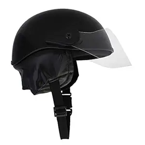Western Era Unisex Half Helmet for Men & Women | Clear Visor | Comfort & Safety | Enhanced Design| Color - Black Glossy (Medium)