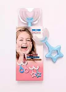 DC DECORIO Children Infant Toothbrush 360 Degree U-shaped For 2-6 Years Mouth-Cleaning Silicone Clean Brushing Kids Teeth Dental Care Hand-Held Version (STAR-BLUE)