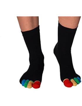 Vitasox Zehensocken Baumwolle Damen Herren Zehenstrümpfe ohne Naht Komfortbund einfarbig für Sport und Freizeit...