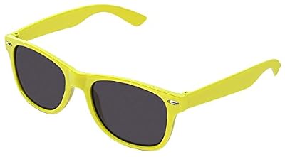Boolavard Rétro Vintage couleur unisexe Punk Geek Wayfarer style Nombre Zéro Effacer Objectif Lunettes de soleil par BOOLAVARD (Teinte Jaune)