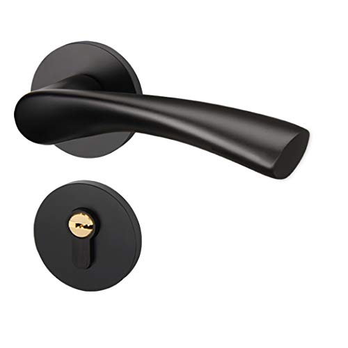 Preisvergleich Produktbild LIUXIAOYAN Türgriff mit Schloss, Ein-Zylinder-türklinke türbeschläge edelstahlTürgriff (für Eingang und Fronttür) Reversible für Rechts-und Linkshänder,black