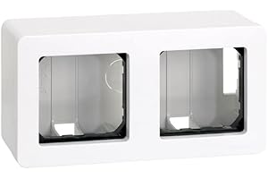 CABLEPELADO Caja de superficie para 2 elemento Simon 27 Play, 68x130 mm y 50 mm fondo, Apto para superficie, 27821-35, Material de Termoplástico, color Blanco, 2 Elementos